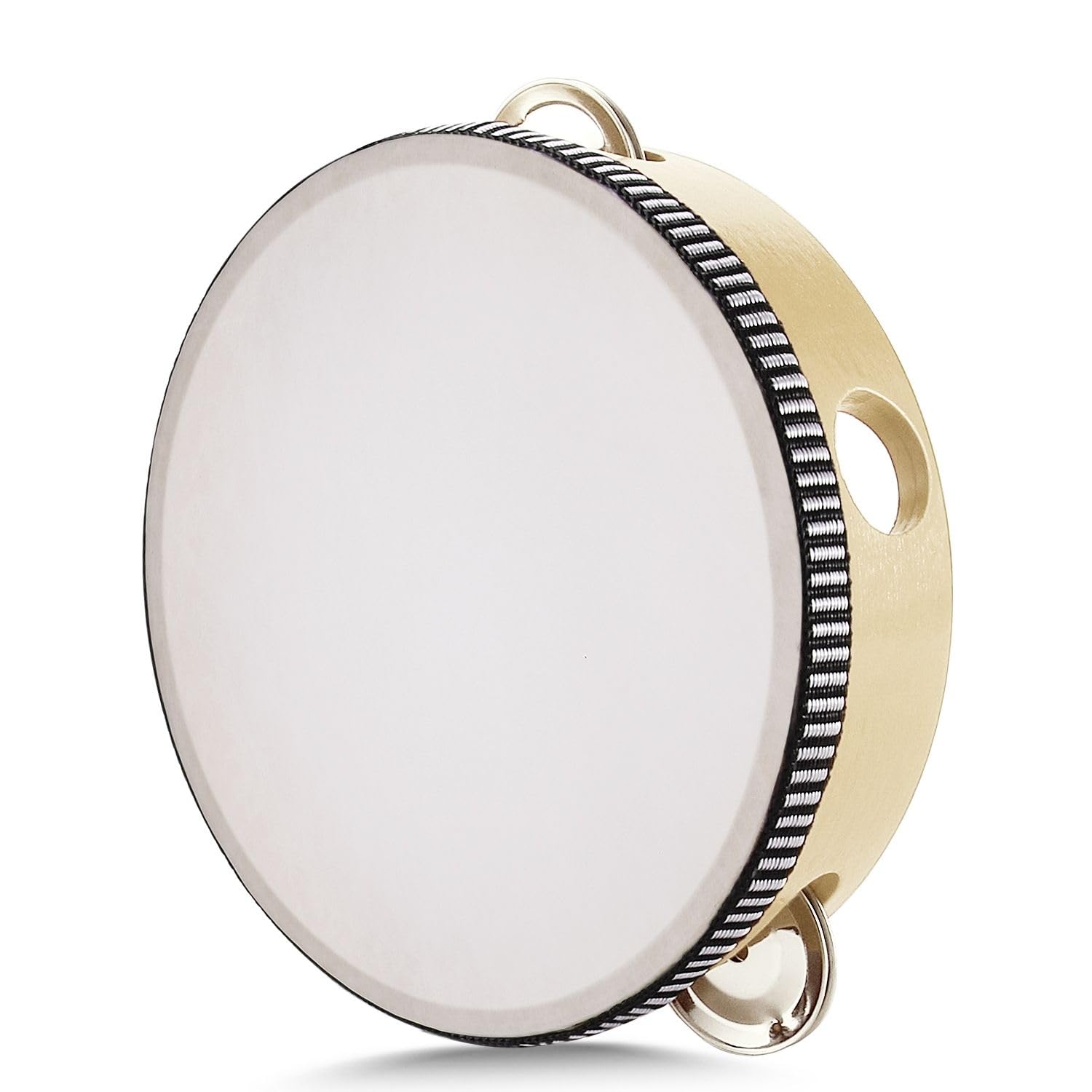 Flexzion 6-Inch Wood Tambourine for Adults, Double Row Jingles, Red | Handheld P