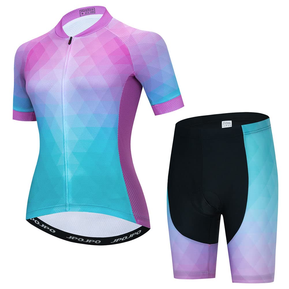 Women's Cycling Jersey Set Short Sleeve Summer Mountain Bike Jersey and Shorts S