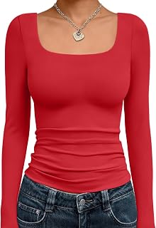 Trendy Queen Women's Long Sleeve Shirts Crop Top Basic Slim Fit Y2K T-shirt Winter Clothes 2024