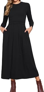 Allegra K Vestido de manga larga para mujer, acampanado, maxi, para invierno y otoño