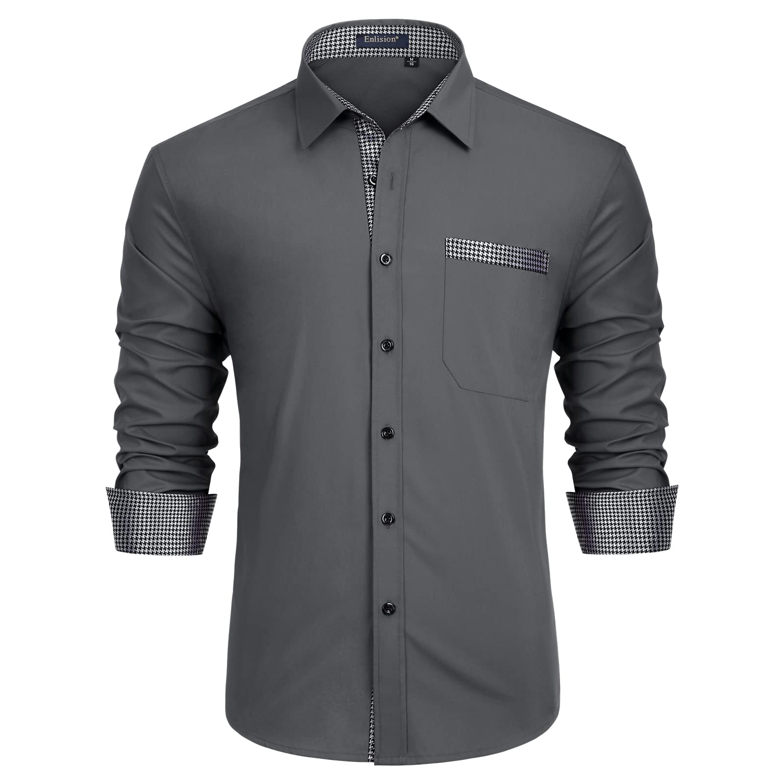Enlision Men's Long-Sleeved Business Shirt, Regular Fit, Casual Shirt, Modern, W