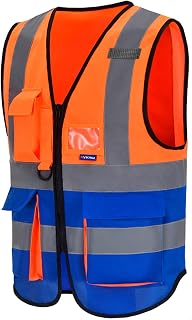 AYKRM Safety Vest Reflective High Visibility Workwear Vest Zipper Safety Work Vest Multi-pockets 21 Colors