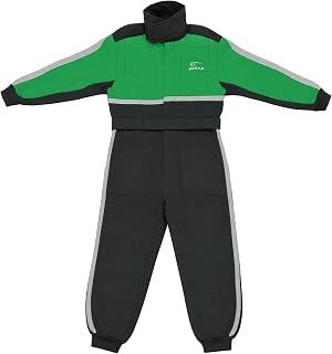 Zorax Kids Motocross Suit Two-Tone Colour - Green/Black XXL(13-14 Years) | For 13-14 Years, Green/Black, Lightweight Motocbike Suit, With Reflective Strips & Side Pocket, Adjustable Waist Belt