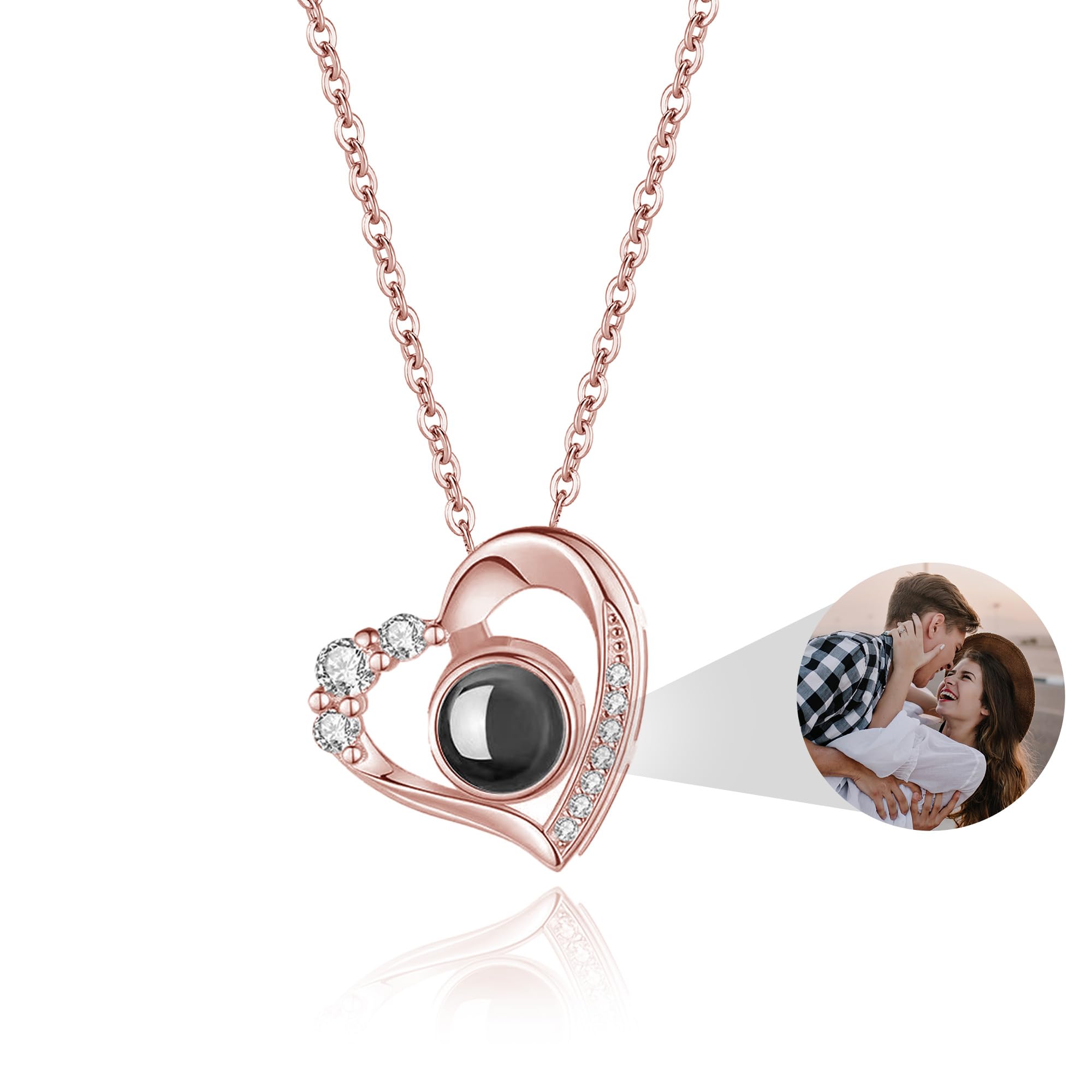 Easycosy Gifts for Women Mum Photo Necklace Personalised Projection Necklace wit