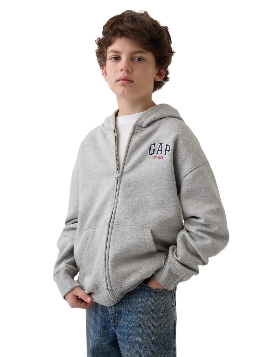 GAP Felpa con cappuccio da ragazzo Est. 1969 Logo Full Zip