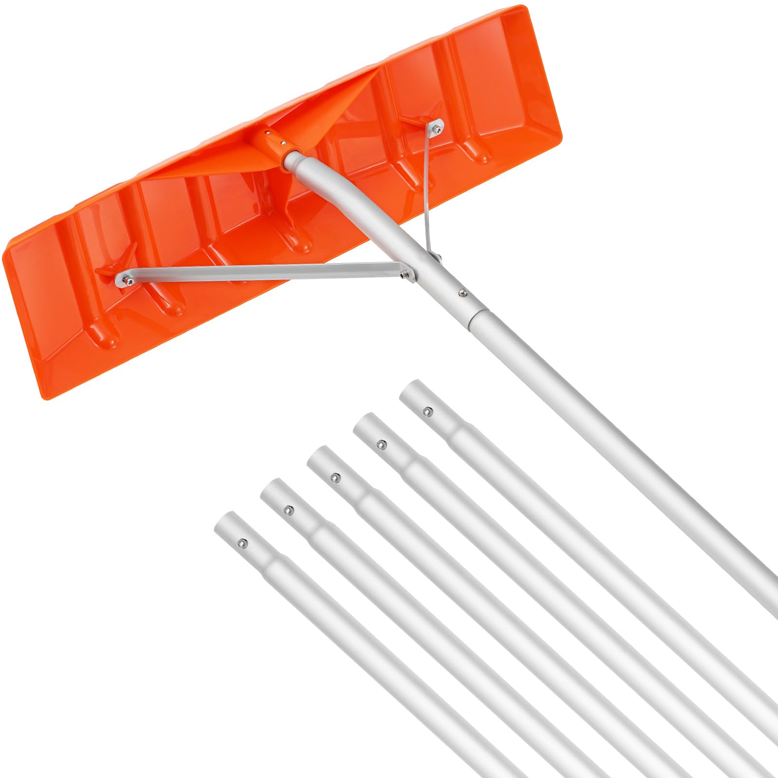 VEVOR Snow Roof Rake, 25" Plastic Blade Snow Removal Tool, 21ft Reach Aluminium 