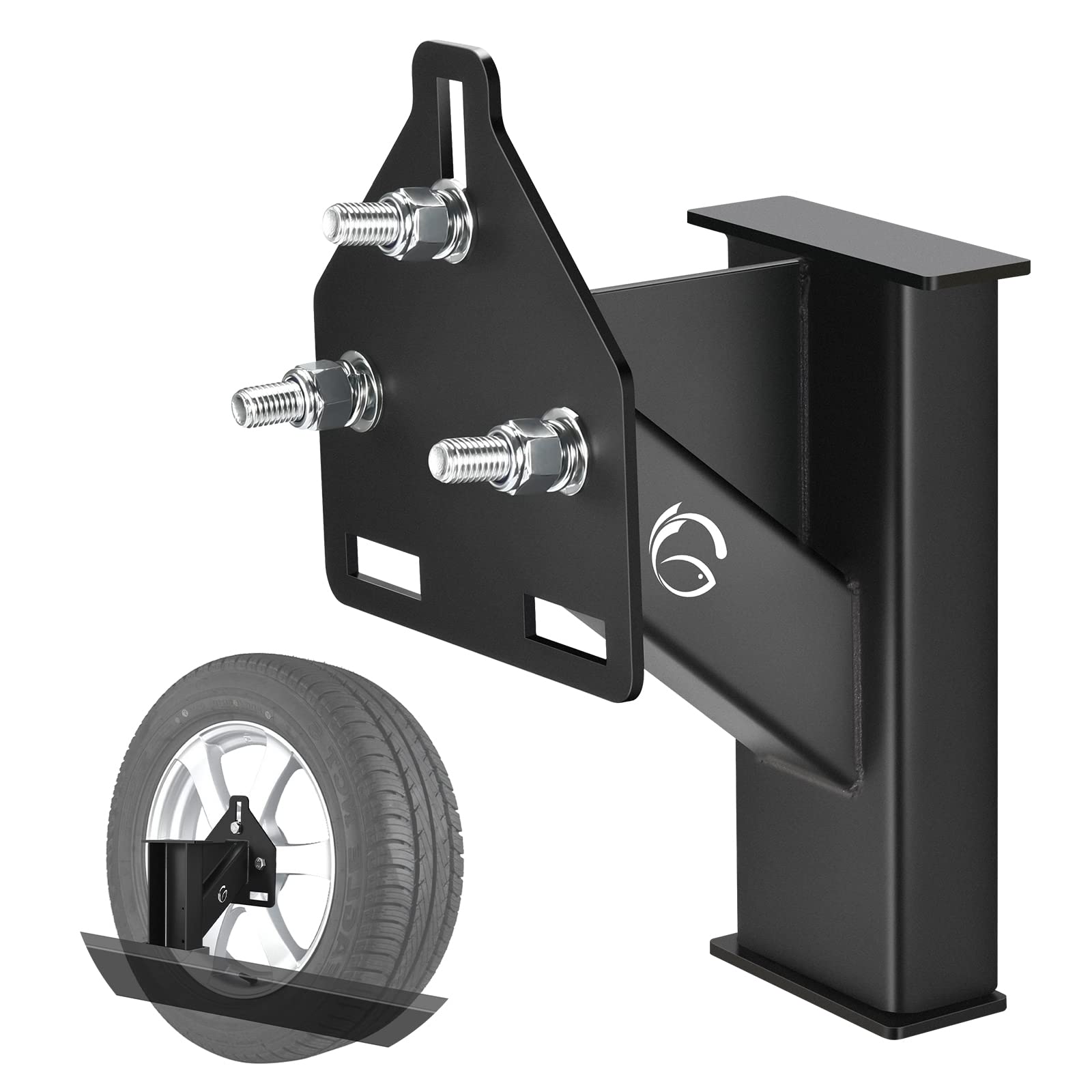 GADFISH Stake Pocket Spare Tire Carrier Mount, 3-Nuts Design Trailer Bracket Hea