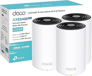 TP-Link Deco XE75 Pro(3-pack) AXE5400 Tri-Band Mesh WiFi 6E System | 2.5Gbps Ports, AI-Roaming WiFi Router Extender Booster, IoT WiFi, HomeShield, VPN, Gaming & 4K, Easy Setup, Alexa&Google