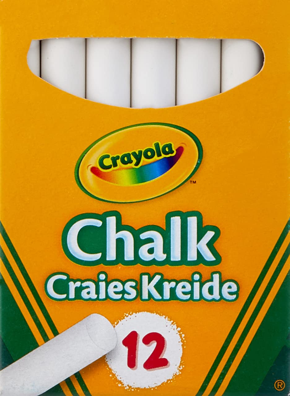 Crayola White Chalk 12ct, Anti-Dust Chalkboard Chalk Sticks, Back to School Clas