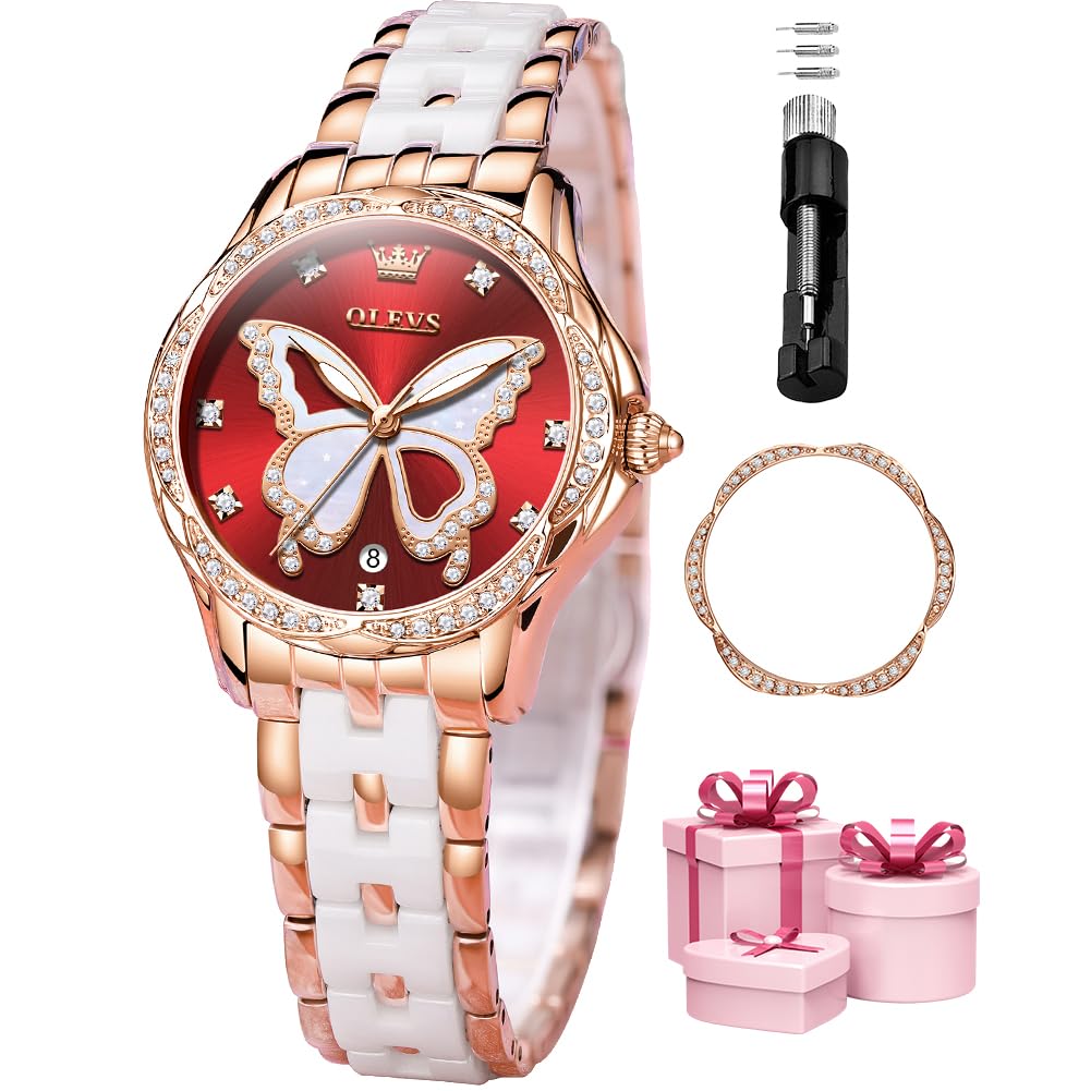 OLEVS Automatic Watches for Ladies Gold and Silver Stainless Steel Waterproof Da