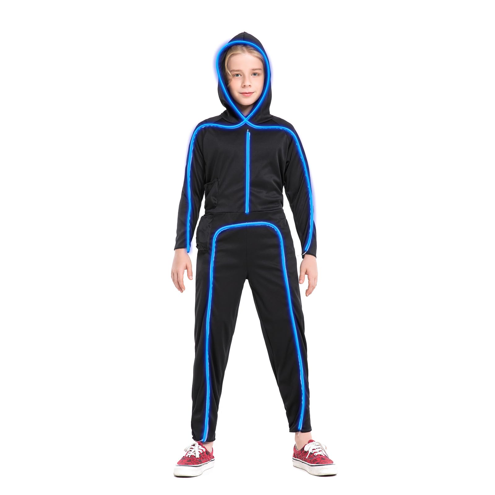 Light Up Child Stick Figure Costume, Led Halloween Cosplay Boys Girls | Breathab