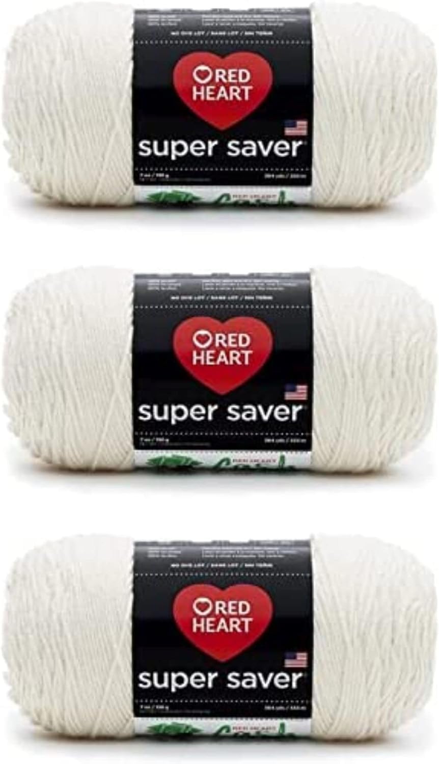 RED HEART Super Saver 3-Pack yarn, ARAN 3 Pack | #4 Medium Worsted Weight Acryli