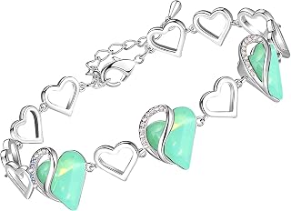 Leafael Infinity Love Heart Gift Bracelet for Women, Birthstone or Healing Stone Crystal, Silver Tone Birthday Jewelry for Her, Mom, and Wife, 7-inch Chain and 2-inch Extender