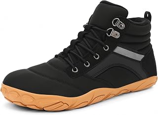 Womens Mens Winter Barefoot Boots Shoes Warm Minimalist Wide Toe Box Snow Boots Zero Drop Sole Water Resistant Outdoor Hiking Ankle Booties