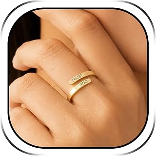 Faith Over Fear Unisex Double Layer Adjustable Ring Carved Cross Minimalist Design Christmas New Year Valentine's Day Gift
