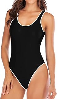 Leoparts Women's 80s 90s Retro High Leg Low Back One Piece Swimwear