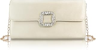 FuninCrea Clutch Purses for Women Elegant Evening Bag with 100cm Removable Chain, Flapover Shoulder Bag Women's Handbags