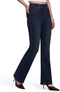 Women's Bell Jeans, High Waist Pull on Jeans Trouser