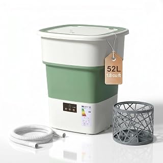 1.8 Cu.Ft Portable Washing Machine, Foldable Washer With 150W Motor | Compact Washing Machine With 150W Motor & Spin Basket For Apartments, RVs, Camping & Travel. Folds For Easy Storage.