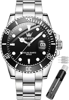 OLEVS Orologio da uomo analogico al quarzo, cassa in acciaio inox, quadrante grande, luminoso, datario, impermeabile fino a 30 m, cinturino con fibbia pieghevole