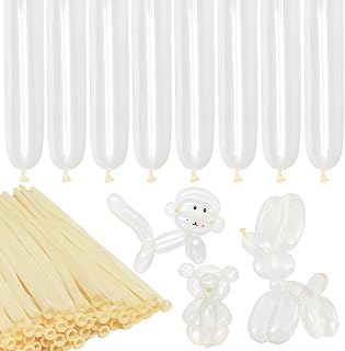 LXZFCRG 260 Balloons Clear Long Skinny Latex Balloon for Balloon Animals, 100Pcs Twisting Ballon Shine for Balloons Arch Party Supplies Weddings Birthday (Clear)