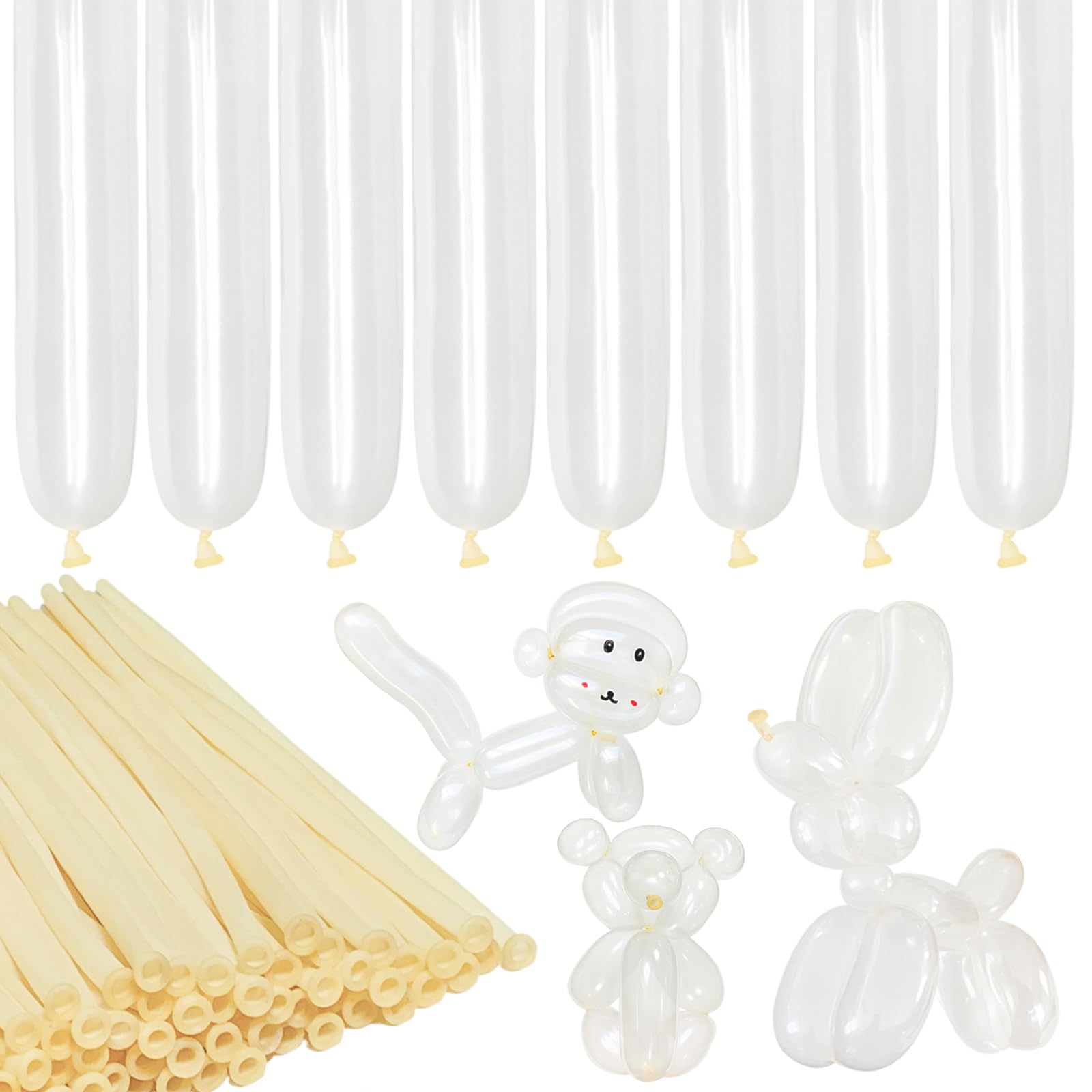 LXZFCRG 260 Balloons Clear Long Skinny Latex Balloon for Balloon Animals, 100Pcs