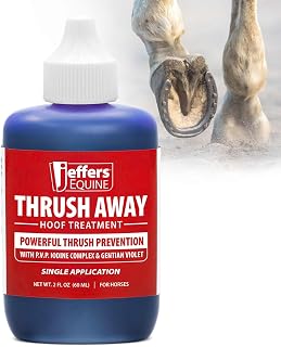 Jeffers Equine Thrush Away 2 oz Iodine Hoof Treatment for Horses | Thrush Care for Frog & White Line, Suitable for Pads, Stable, Ranch & Farm Hoof Maintenance, Wet Dry Conditions, USA Made
