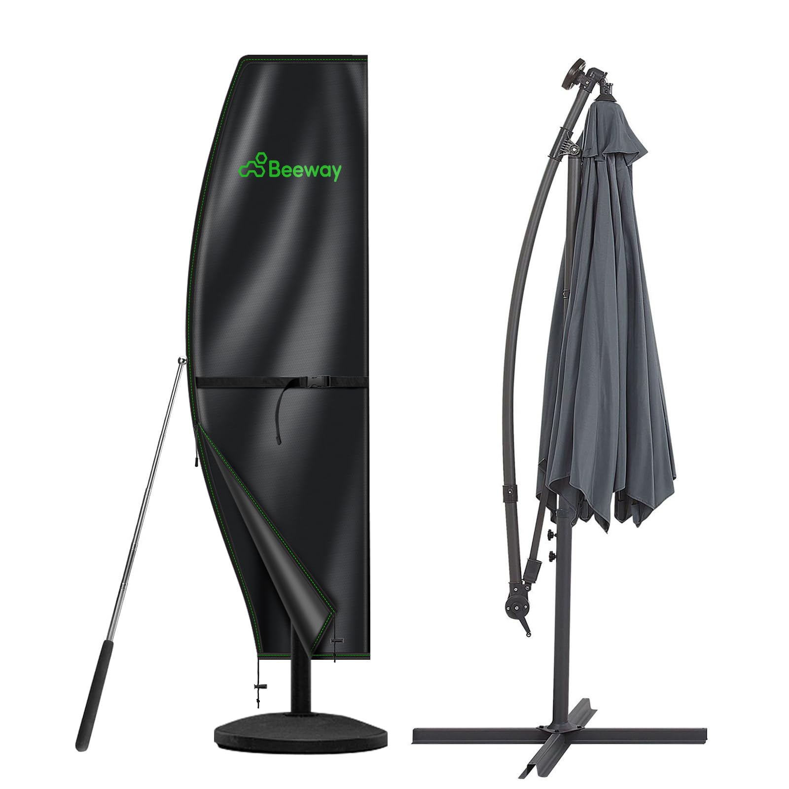 BEEWAY Garden Parasol Cover Waterproof, Outdoor Cantilever Parasol Cover with Zi