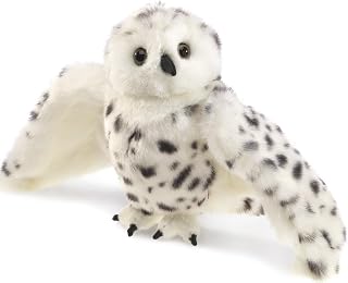 Folkmanis Snowy Owl Hand Puppet, Standard Packaging, White, Black