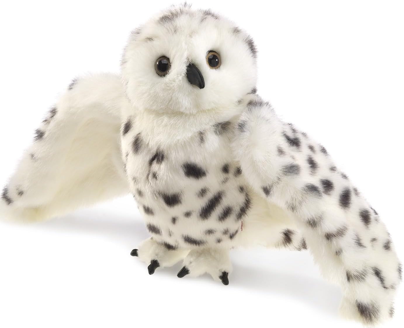 Folkmanis Snowy Owl Hand Puppet, Standard Packaging, White, Black