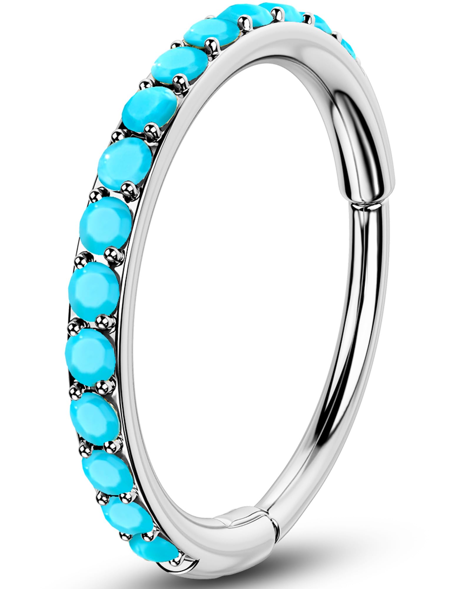 OUFER Turquoise Nose Rings Hoops 316L Surgical Steel, 20G Nose Piercing Jewelry,