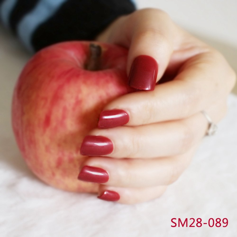 Glossy Red Zebra French Press Nail Medium Length Square Fake Nail Acrylic Fake N