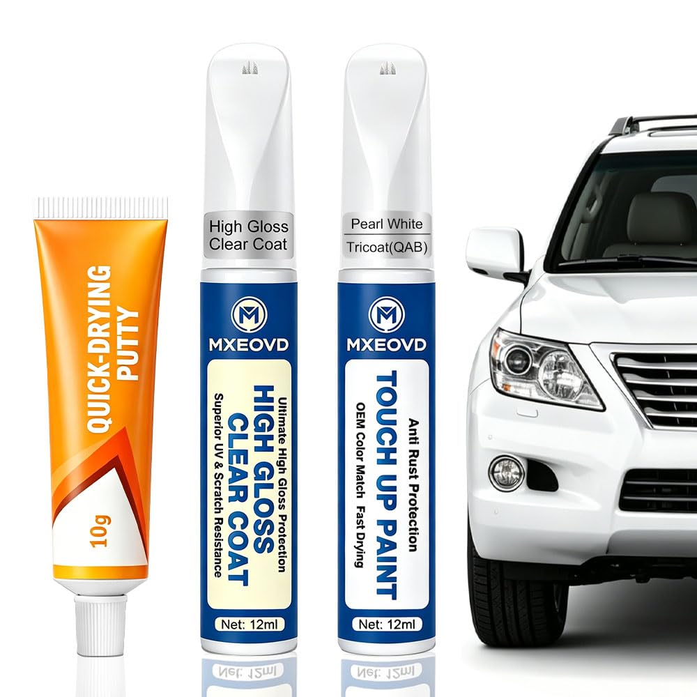 MXEOVD Pearl White Tricoat (QAB) Touch Up Paint Compatible with Nissan, All in O