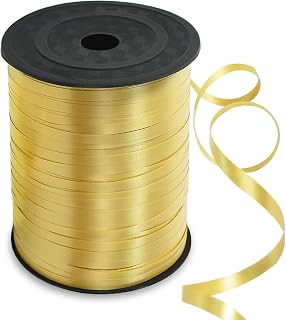 TONIFUL 500 Yards Gold Curling Ribbon Balloon String Gift Wrapping Decor | Gold Ribbon for Gift Wrapping Balloons Curling String for Bouquets Crafts Birthday Graduation Christmas New Year Decorations