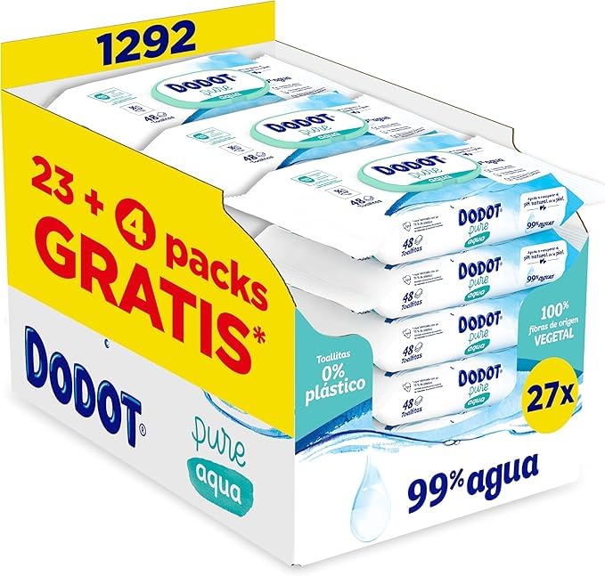 Dodot Aqua Pure Baby Wipes, 1,296 Wipes, Helps Restore Skin's Natural PH, 99% Wa