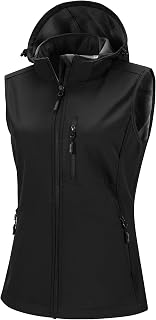 33,000ft Women's Lightweight Softshell Vest with Hood - Waterproof Windproof Sleeveless Jacket Fleece Lined with Zip Pockets