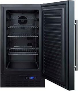 Summit Appliance FF1843BADA 18" ADA Compliant Wide Built-in All-refrigerator in Black with Digital Thermostat, Automatic Defrost, Digital Display, Adjustable Chrome Shelves, LED Light and Front Lock