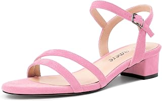 Castamere Women's Low Chunky Block Heel Kitten Heel Open Toe Cap Ankle Strap Slingback Sandals Prom Dress 3 cm Heels