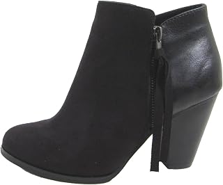 Soda Stivaletti da donna con nappe e tacco grosso, nero, 37.5 EU
