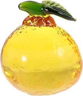 Realistic Orange Glass Figurine Fruit Ornament Decorative Desk Statue for Kitchen Christmas and Holiday Fruit Decoration Fruit Simulation for Home Office Decoration