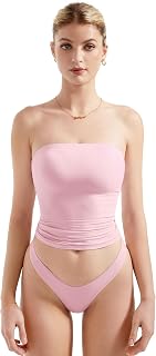 SUUKSESS Women Sexy Tube Top Summer Y2K Going Out Double Lined Basic Tank Top
