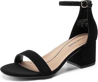 DREAM PAIRS Womens Bridal Sandals Glitter Ladies Mid Low Block Heels Ankle Strap Strappy Wedding Party Evening Prom Open Toe Shoes LOW-CHUNK