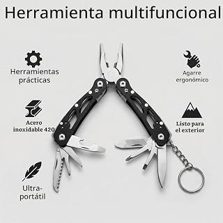 1 Piece Mini Folding Multi-purpose Tool, Stainless Steel Multipurpose Folding Tools for Camping Hiking Repair Outdoor Gear (Black)