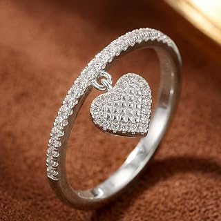 1pc Micro Set Heart Shape Pendant Rings for Women Exquisite Lightweight Luxury Rings for Women Fine Jewelry for Daily Life Dating Decoration Prom Party