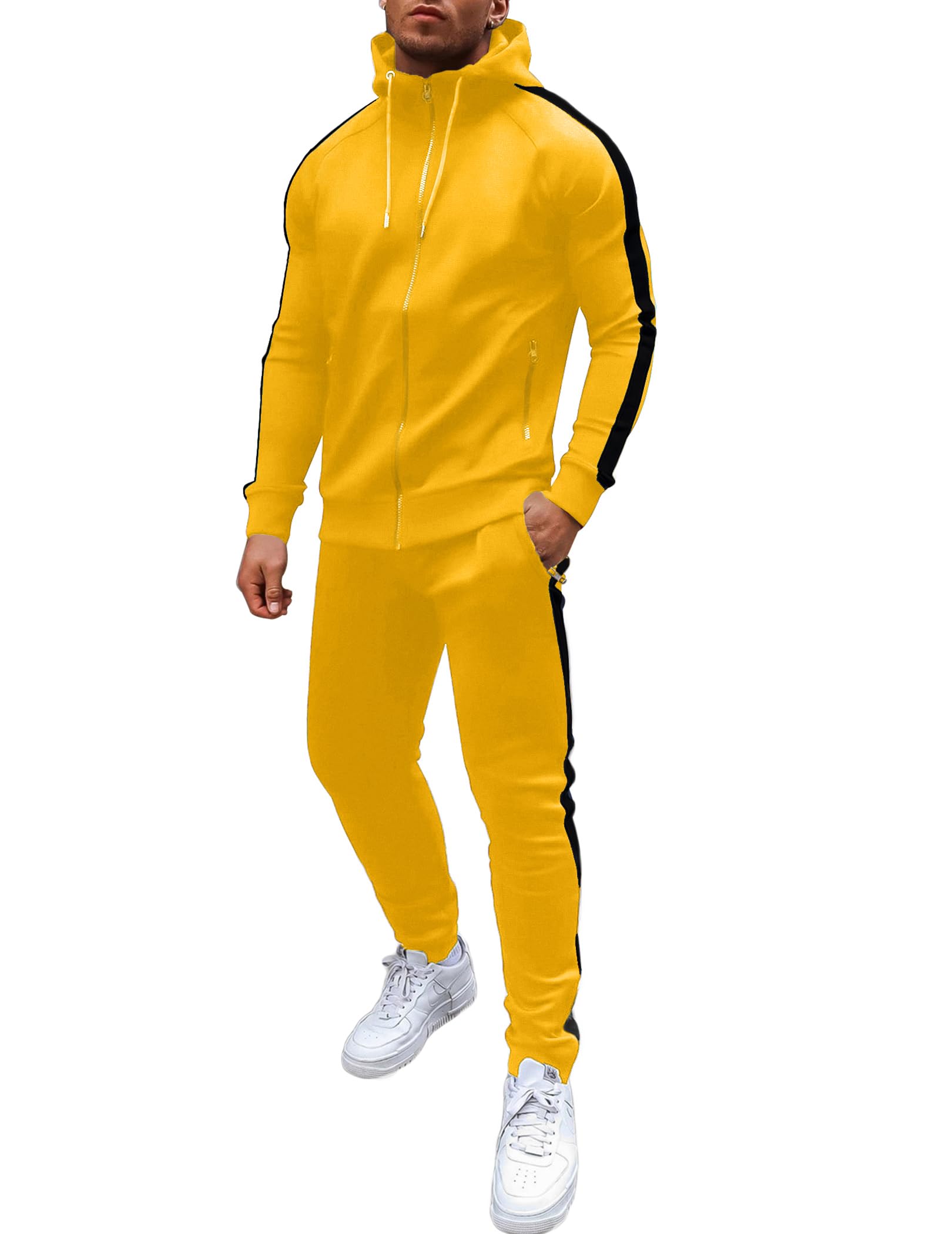 COOFANDY Tracksuit Mens Full Zip Hoodie Sweatsuit 2 Set with Zipper Pocket