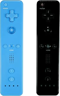 Yosikr Remote Controller for Wii/Wii U, with Silicone Case and Wrist Strap (2 Pack, Black and Blue)