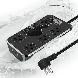 QIYUAN Outdoor Power Bar Waterproof, 6-Outlet Surge Power Strip with 3 USB
