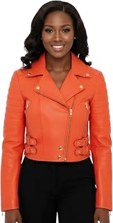 Infinity Leather Women's Gothic Style Short Body Chic Biker Genuine Leather Jacket