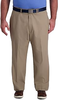 Haggar Men's Cool Right Performance Flex Solid Classic Fit Flat Front Pant-reg. and Big & Tall Casual Pants