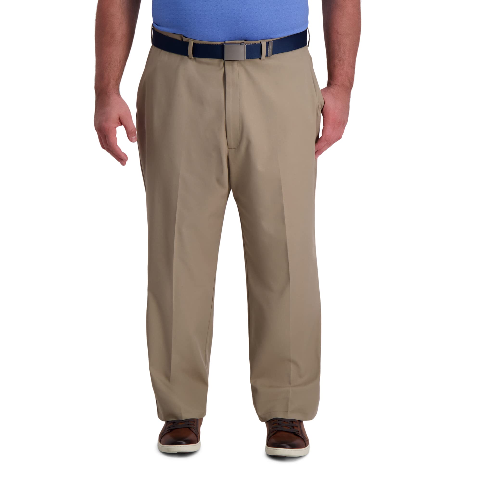Haggar Men's Cool Right Performance Flex Solid Classic Fit Flat Front Pant-reg. 